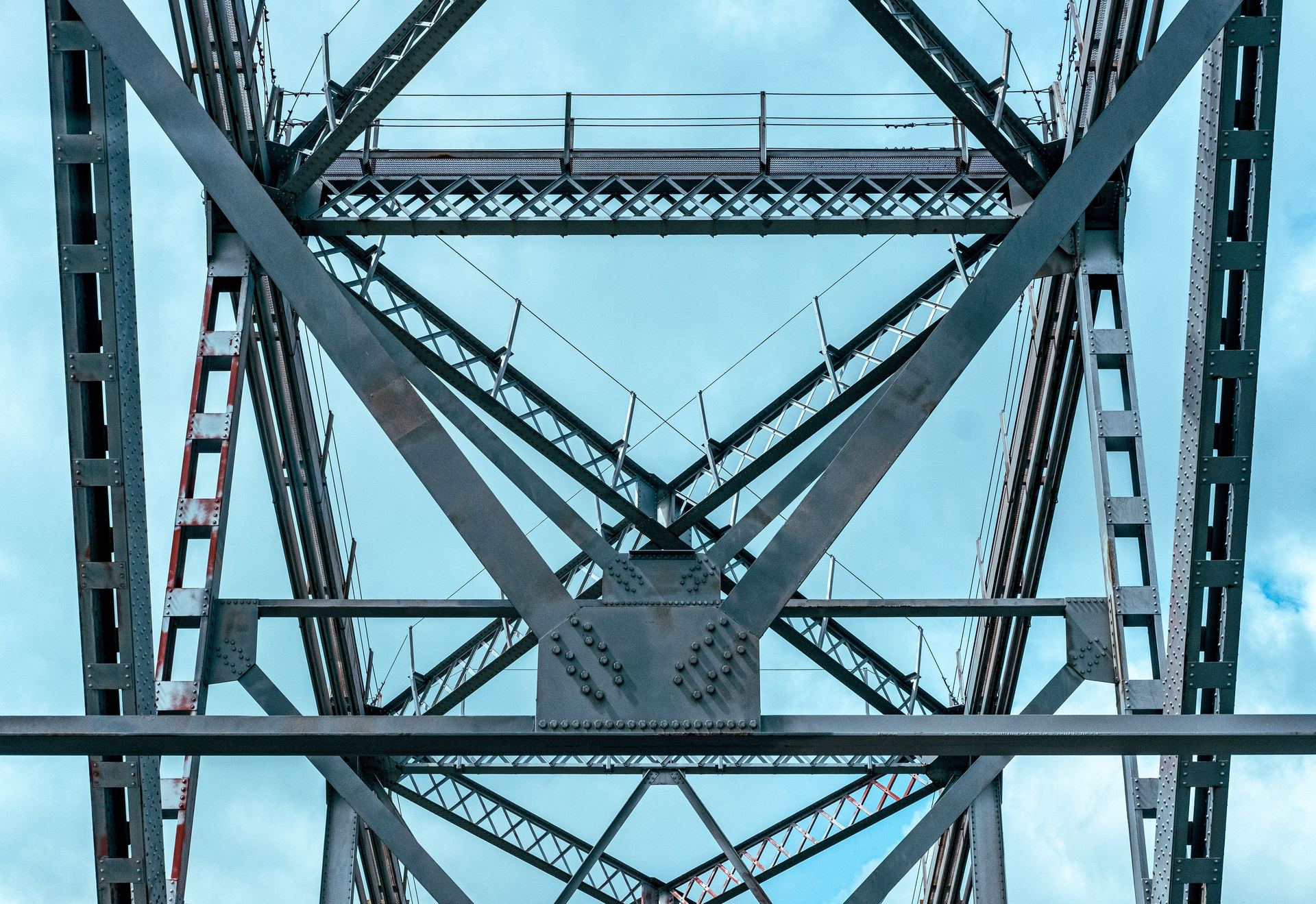 Close-up steel truss detailing